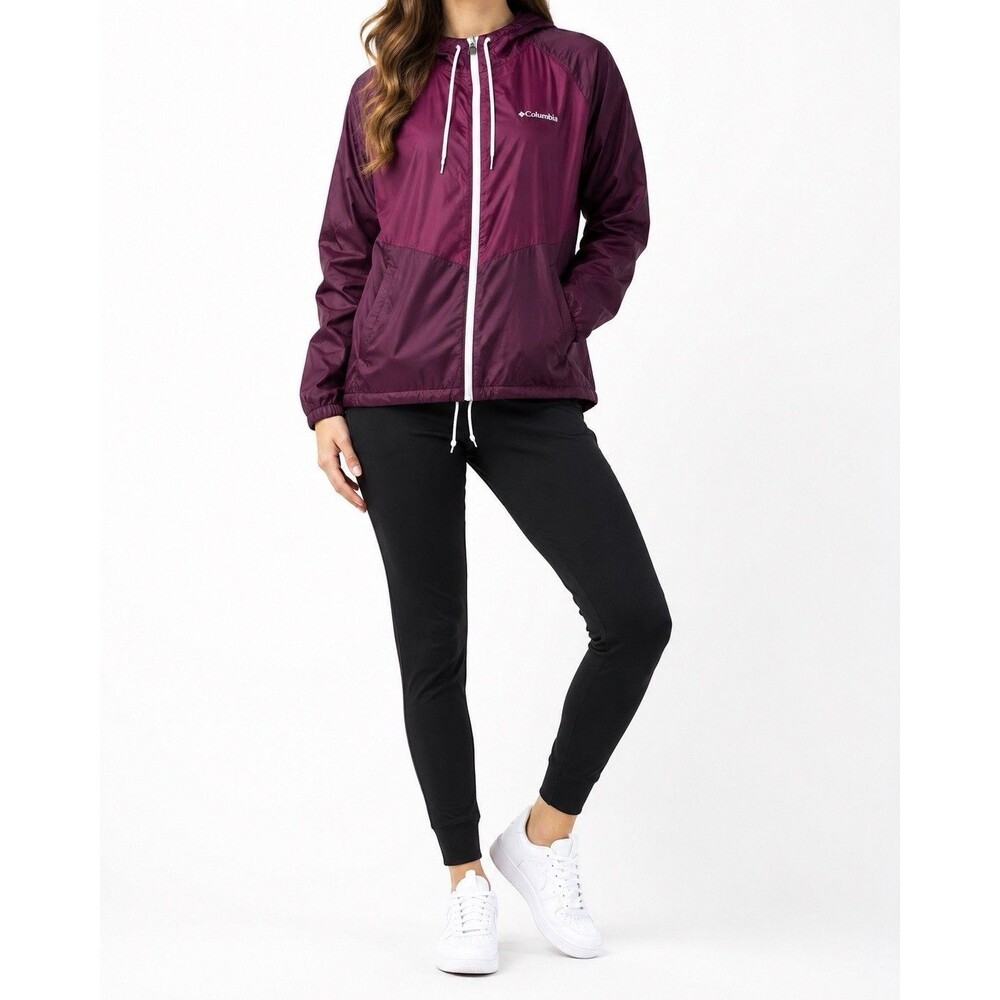 Columbia Women’s Small Purple Hooded Windbreaker Jacket Full Zip Lightweight